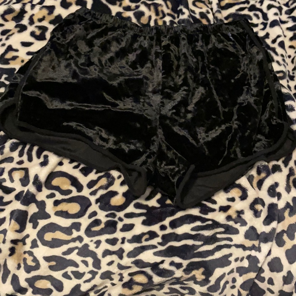Black velvet shorts